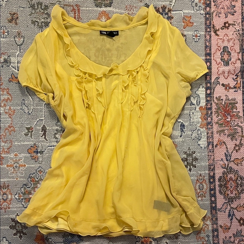 Women's Yellow Ruffle Top